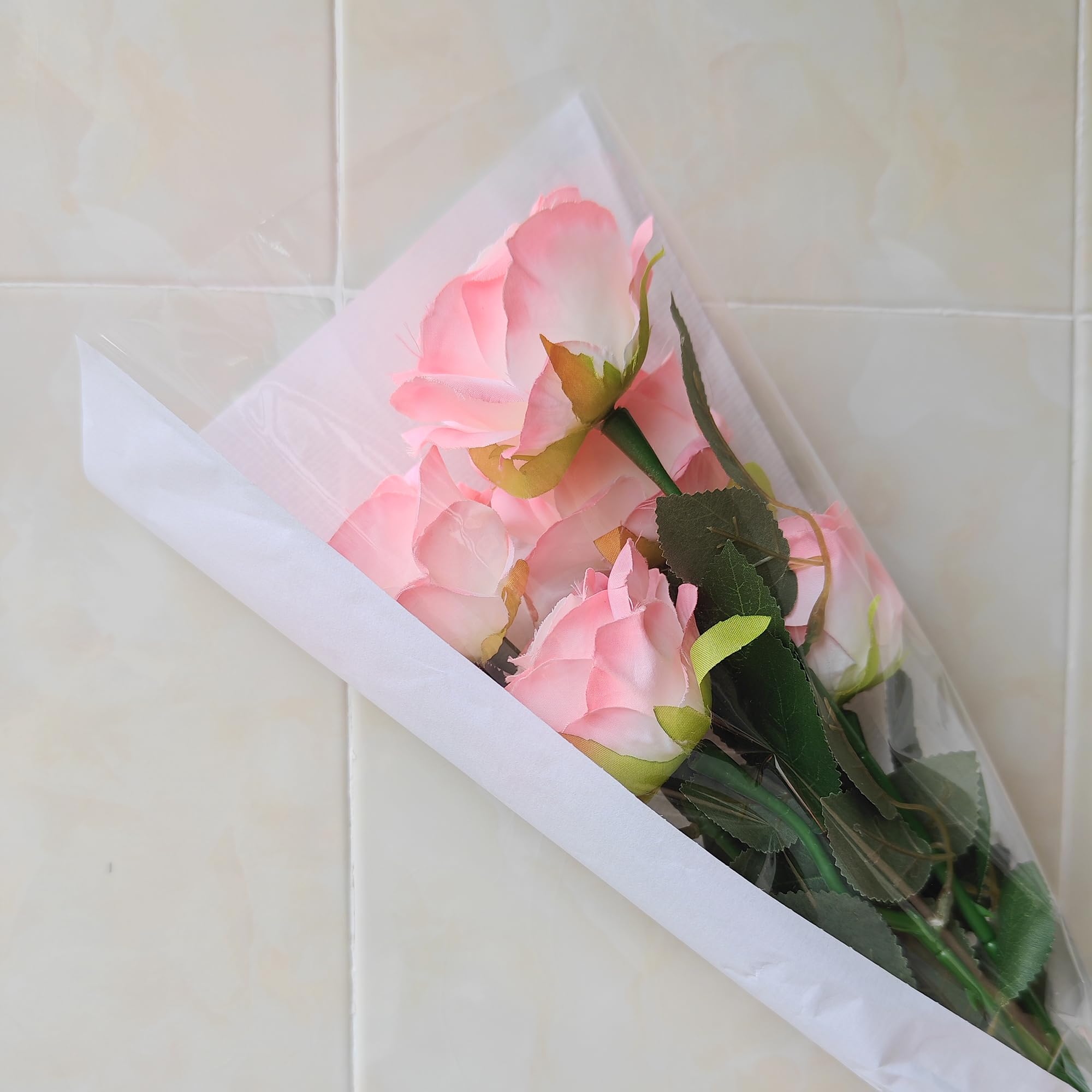 50 Blumenstrauß-Geschenkpapier-Beutel – 29 X 45,7 X 9,9 Cm, Aus Kraftpapier & Zellophan, Für Blumensträuße