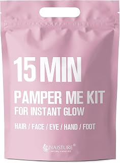 15 MIN PAMPER ME KIT for Skin Care & Beauty - Hair Mask, Face Mask, Eye Mask, Hand Mask, Foot Mask Set for Instant Glow Essence Skincare Special Home Spa Skin Care Treatment (7 Packs).