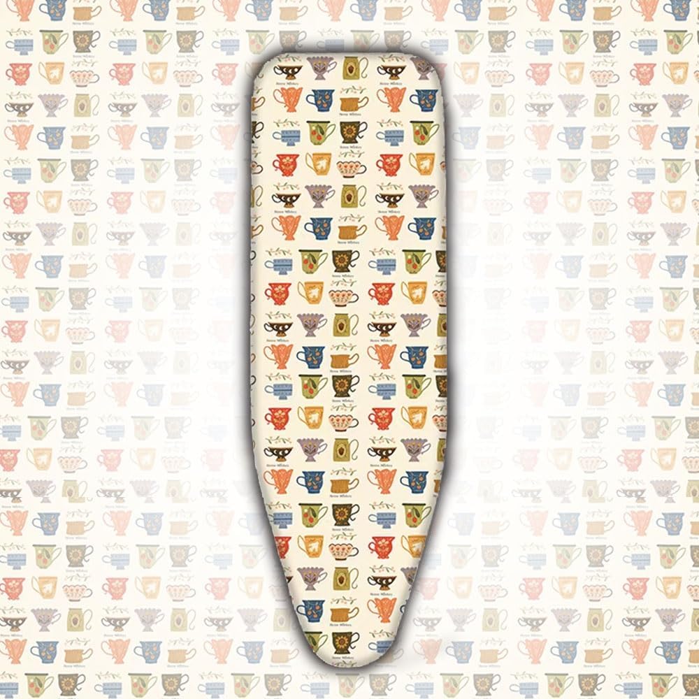 Replacement Ironing Board Cover and Pad Cotton Ironing Board Cover 36x12 39x14 43x13 48x15in Adjustable Ironing Board Pad with Padding(Beige 2,43x13in(110x33cm))