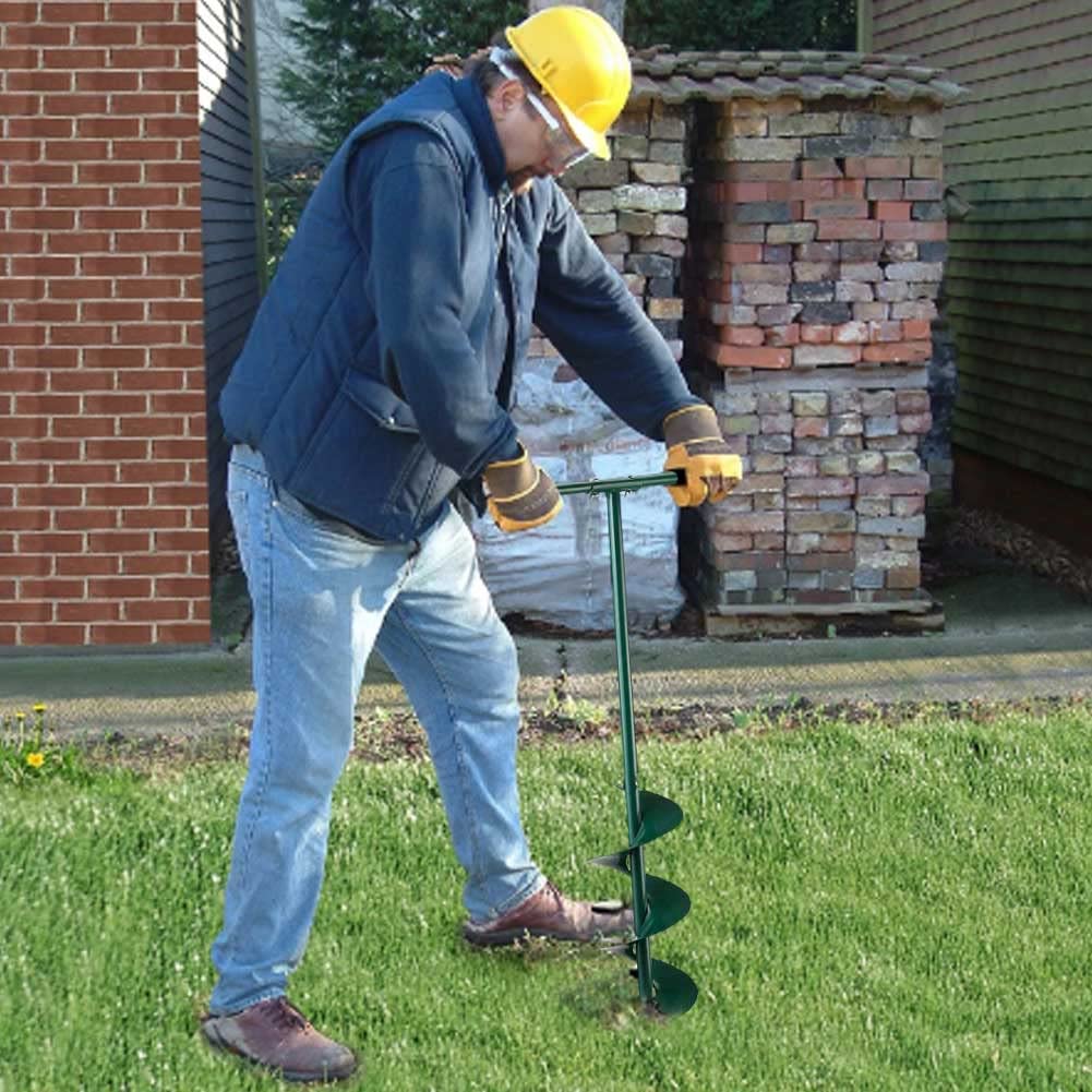 Bakaji Trivella Manuale Altezza 100 cm Punta Elicoidale Spirale Impugnatura Plastica Morbida Trapano Giardinaggio a Mano Escavatore Piante Terra Terreno (Diametro 10 cm)