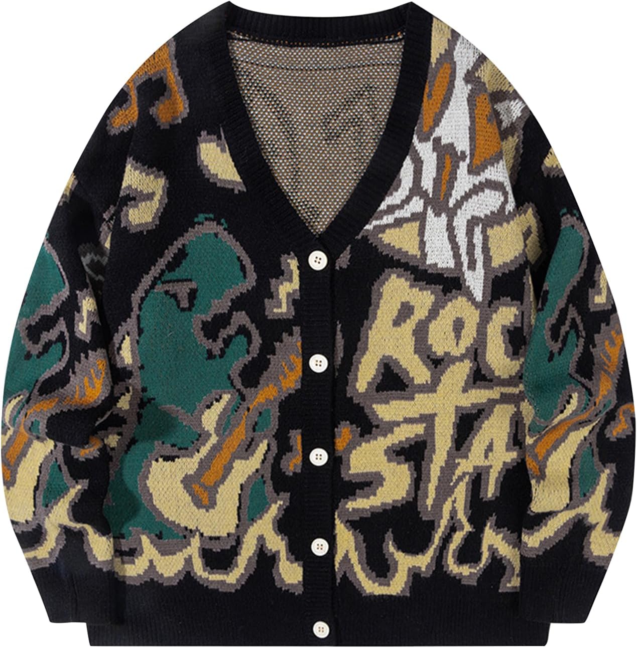 Kissonic Women's Dinosaur Sweater Vintage Button Down Unisex Casual Letter Cute Kintted Cardigan