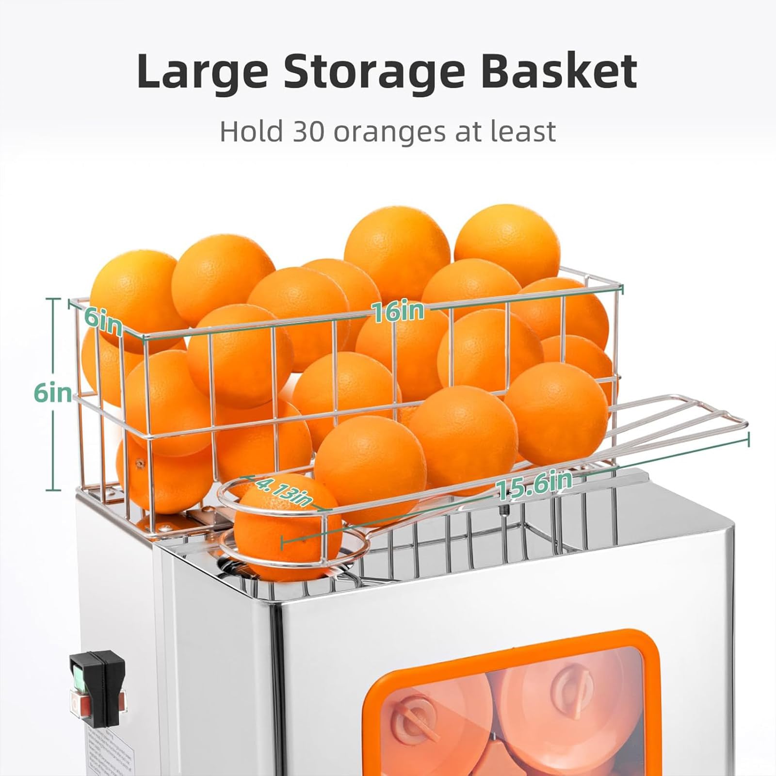Exprimidor Eléctrico Cítricos - 30 naranjas/minuto en una hora funcionamiento continuo,2 bandejas limpieza barril e-xtraíbles y tapa seguridad PC,Exprimidor automático con separación cáscaras