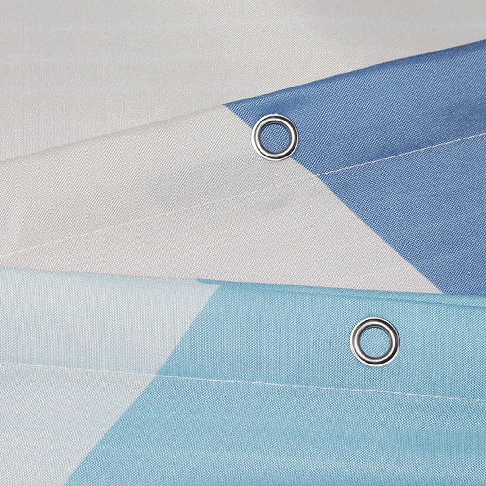 Tenda Doccia In Poliestere Impermeabile Con Motivo Prisma - Antimuffa E Lavabile - Dimensioni 180x200cm, 200x200cm, 220x200cm, 240x200cm - Blu Con Orlo Ponderato - 6