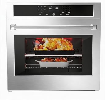 30 Inch Single Wall Oven, 4.8 Cu.Ft. Electric Convection Wall Oven, 3800W Built-In Electric Ovens with Broil Bake Roast Function, Stainless Steel Finish, Touch Control, Silver