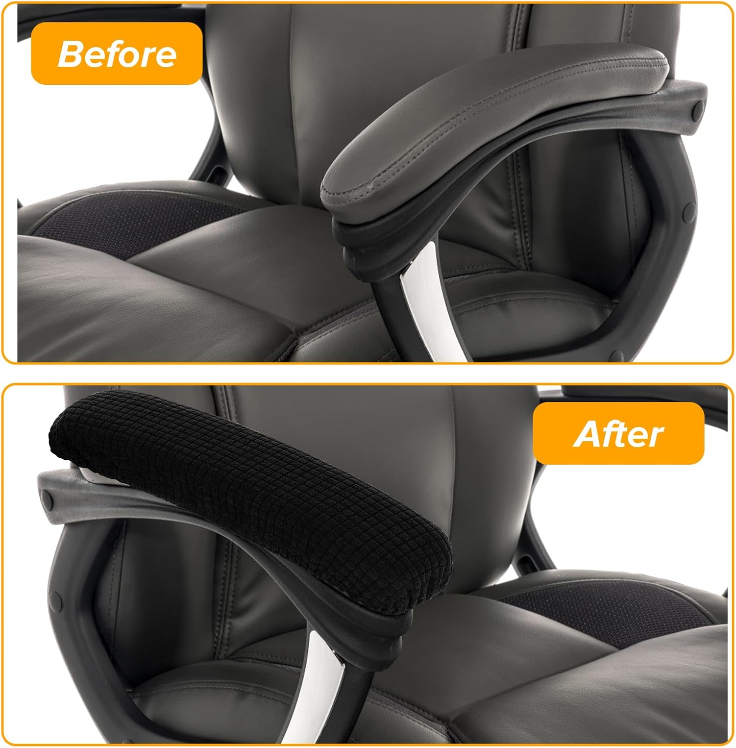 2PCS Office Chair Arm Covers | Polyester Removable Machine Washable Chair Arm Cover Stretchable Elastic Arm Rest Covers for Universal Office & Gaming Chairs