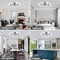 Vista 2 de Lámpara de Techo Semiempotrada de 23.62'', Candelabro Moderno de 8 Luces Negro para Sala de Estar, Candelabro de Luces Sputnik para Dormitorio