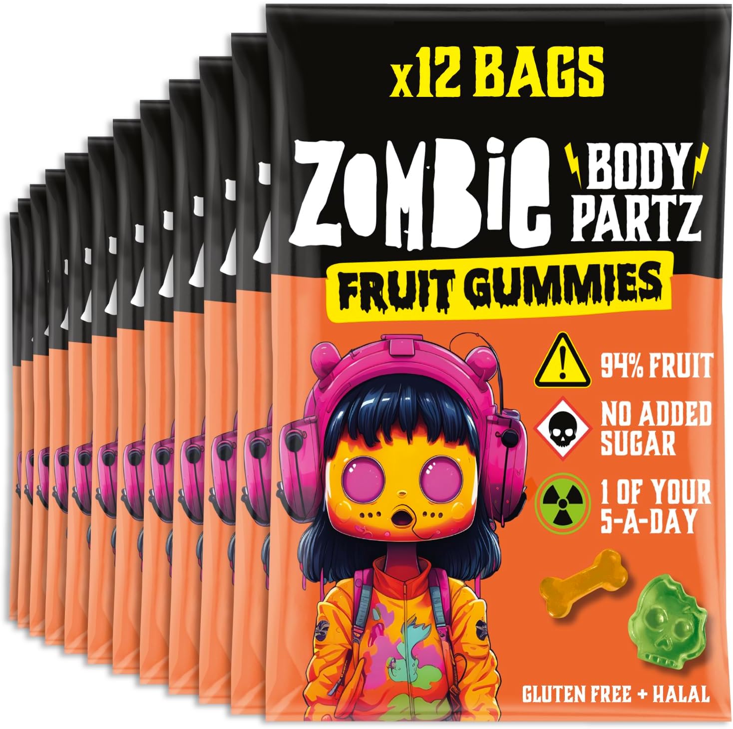 – No Added Sugar Sweets, Fruit Gummies (12 Bags), 94% Fruit, Vegan, Healthy Snacks for Adults, Kids, Low Calorie, Gluten Free, Halal, Bulk, Jelly, Tub, Vegetarian, Party Bags, Gummy, Multipack