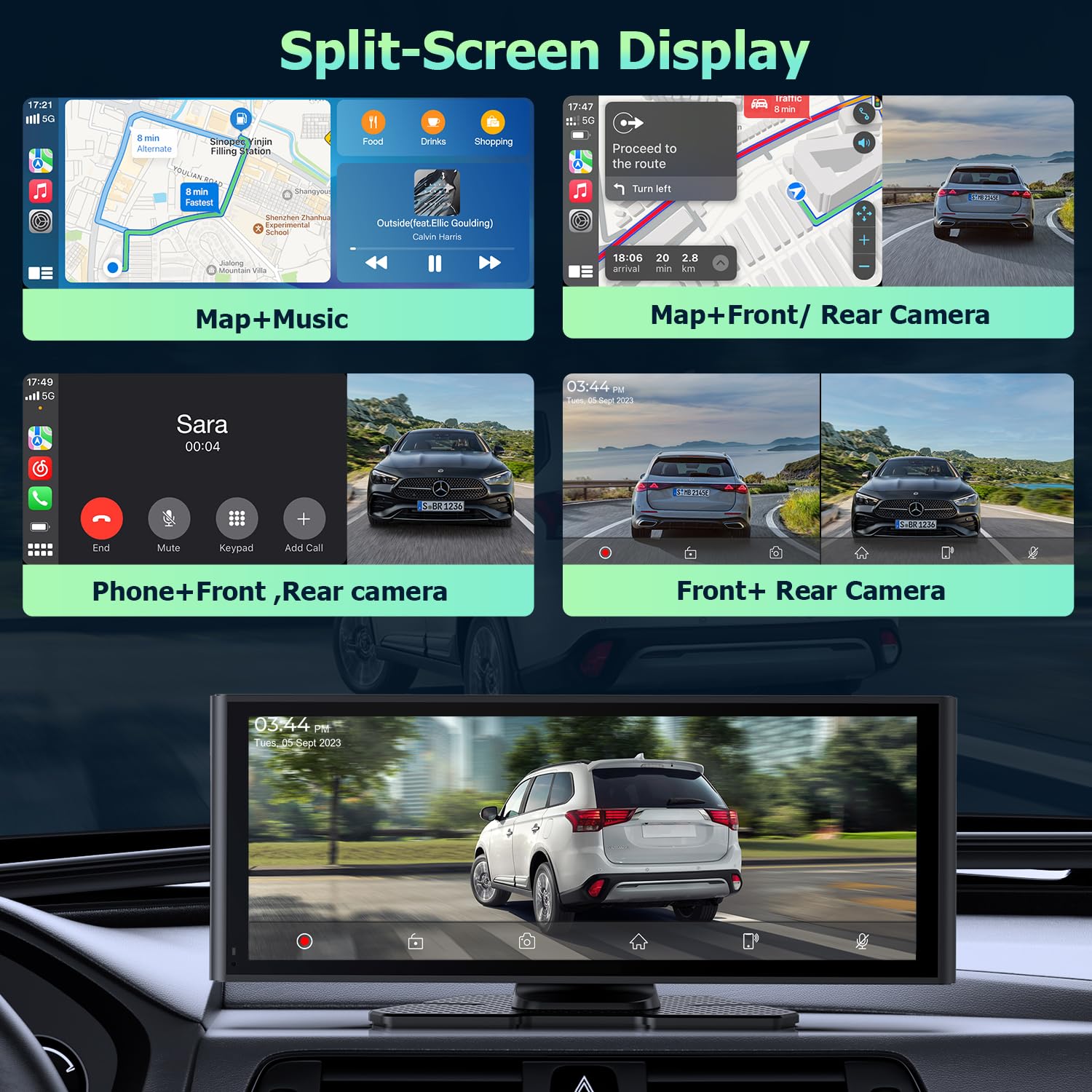 Display CarPlay da 10,26" – Apple CarPlay e Android Auto wireless, Dash Cam 4K + telecamera posteriore 1080p, Bluetooth, controllo vocale Siri, 64 GB, SuperLink e AirPlay