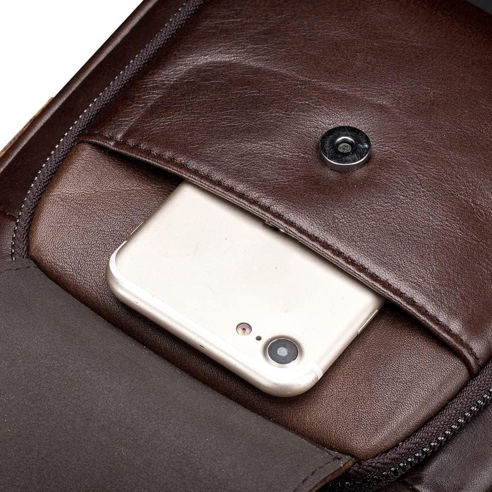 Hebetag Small Leather Shoulder Bag Crossbody Pack for Men Outdoor Travel Business - Image 5