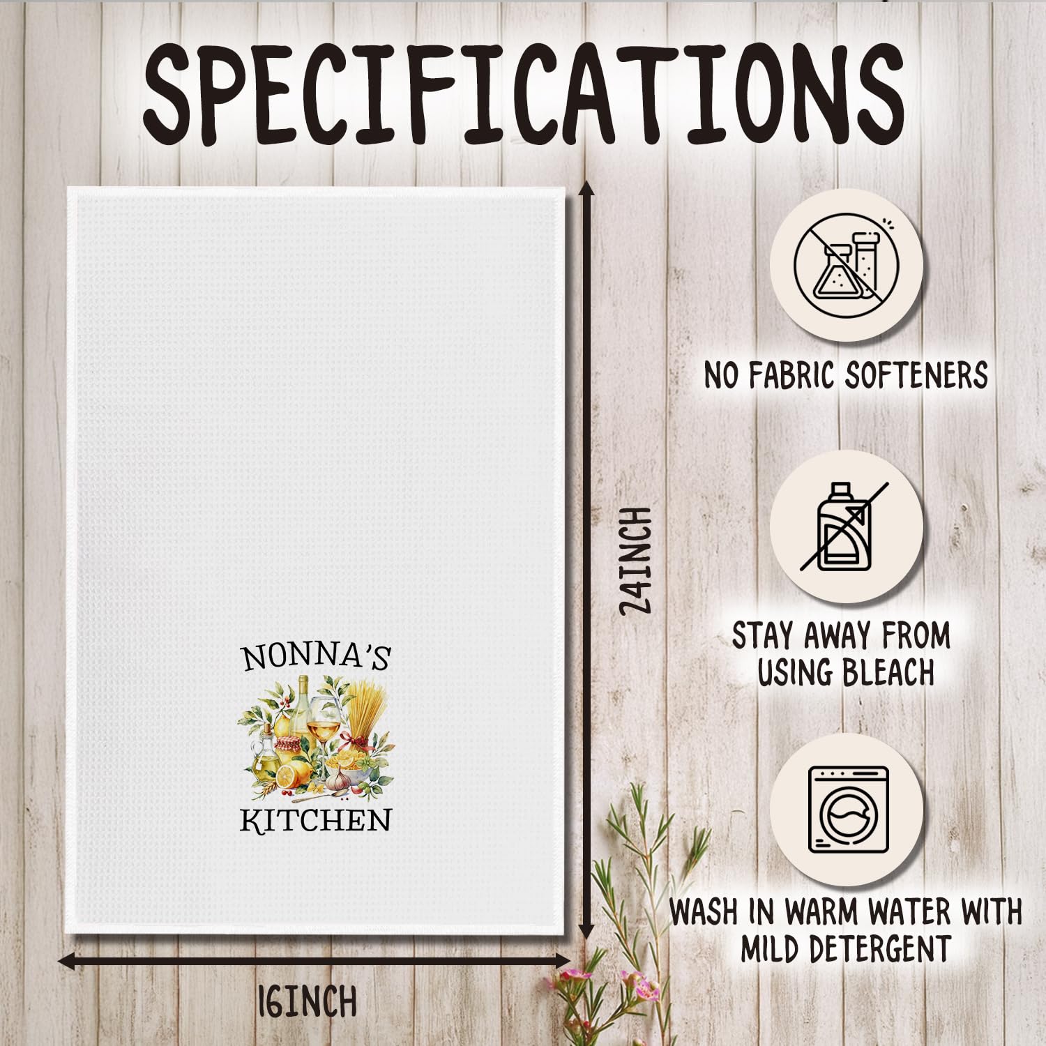 Nonna's Grandma Kitchen Towels, Italian Grandma Gifts from Grandkids Dish Tea Towels, Nonna Grandmother Gifts for Birthday Christmas Decorative Hand Towel for Kitchen, 16x24 Inch