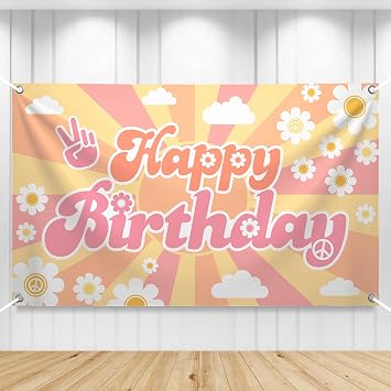 KatchOn Groovy Happy Birthday Banner - 72x44 Inch