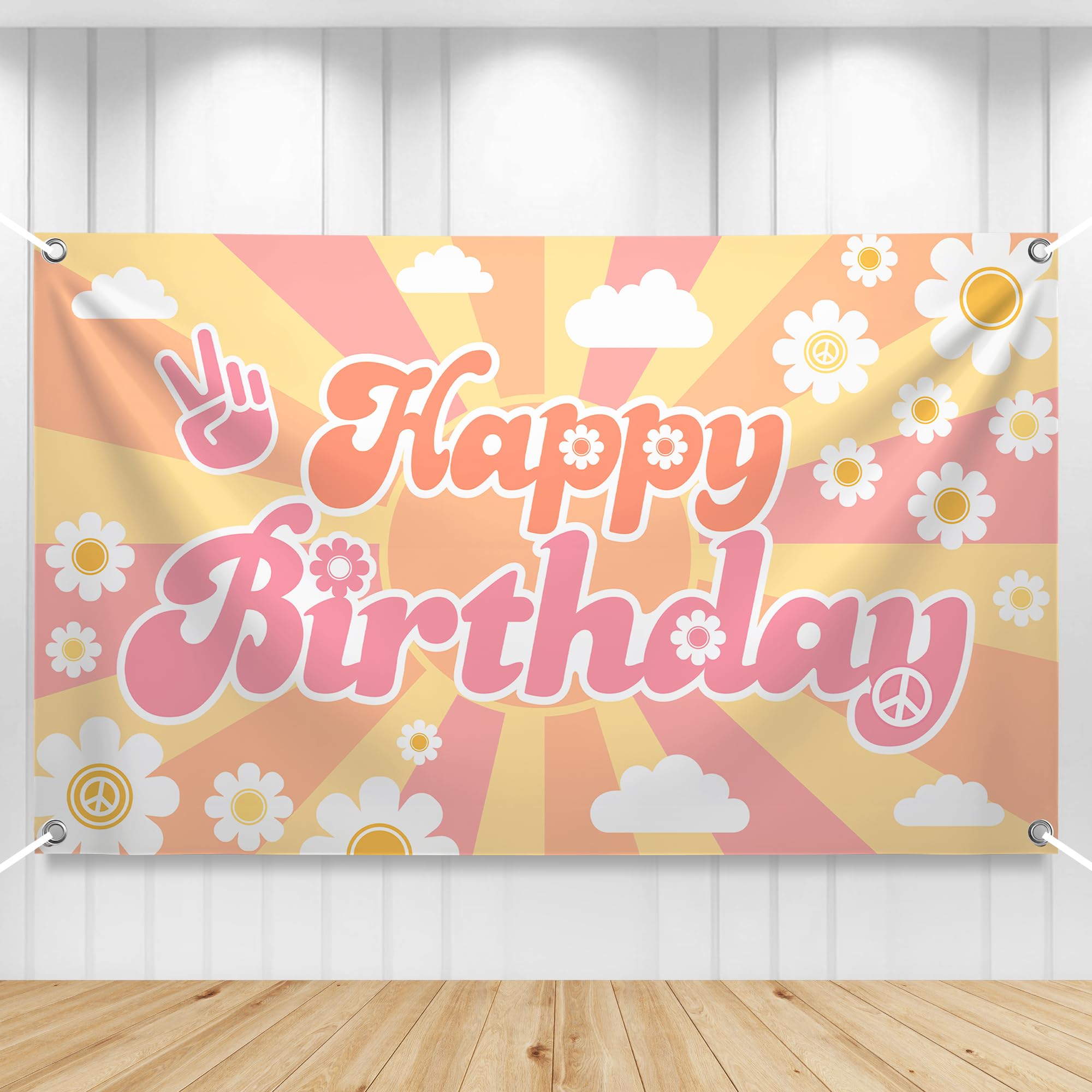 Photo 1 of KatchOn Groovy Happy Birthday Banner - 72x44 Inch