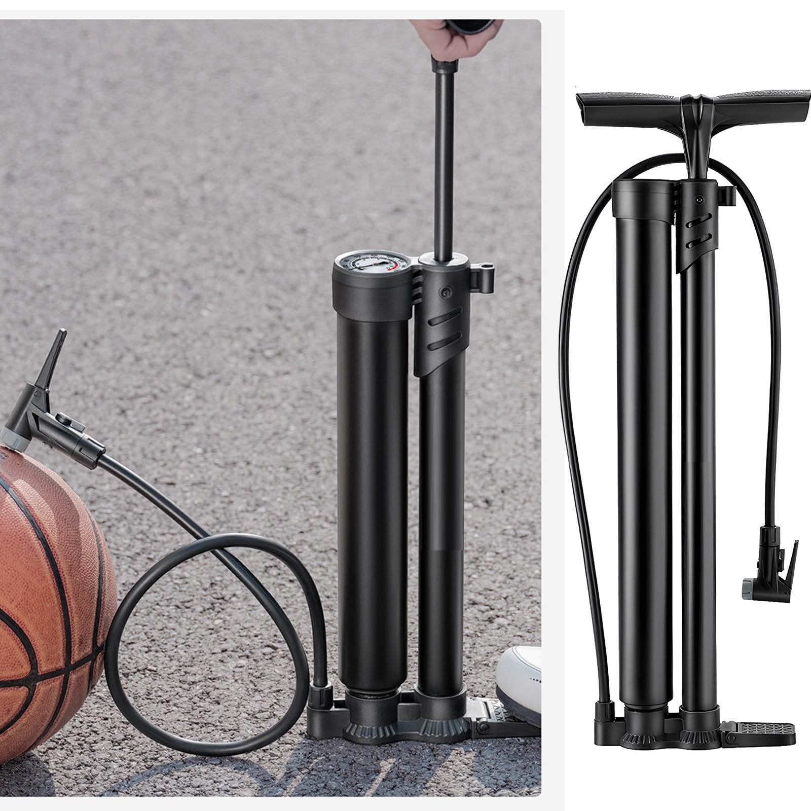 Fahrrad Standpumpen mit Manometer, manuelle Luftpumpen, Fahrrad Reifenfüller für Rennräder, Mountainbikes, Sportbälle, Hand Luftpumpe