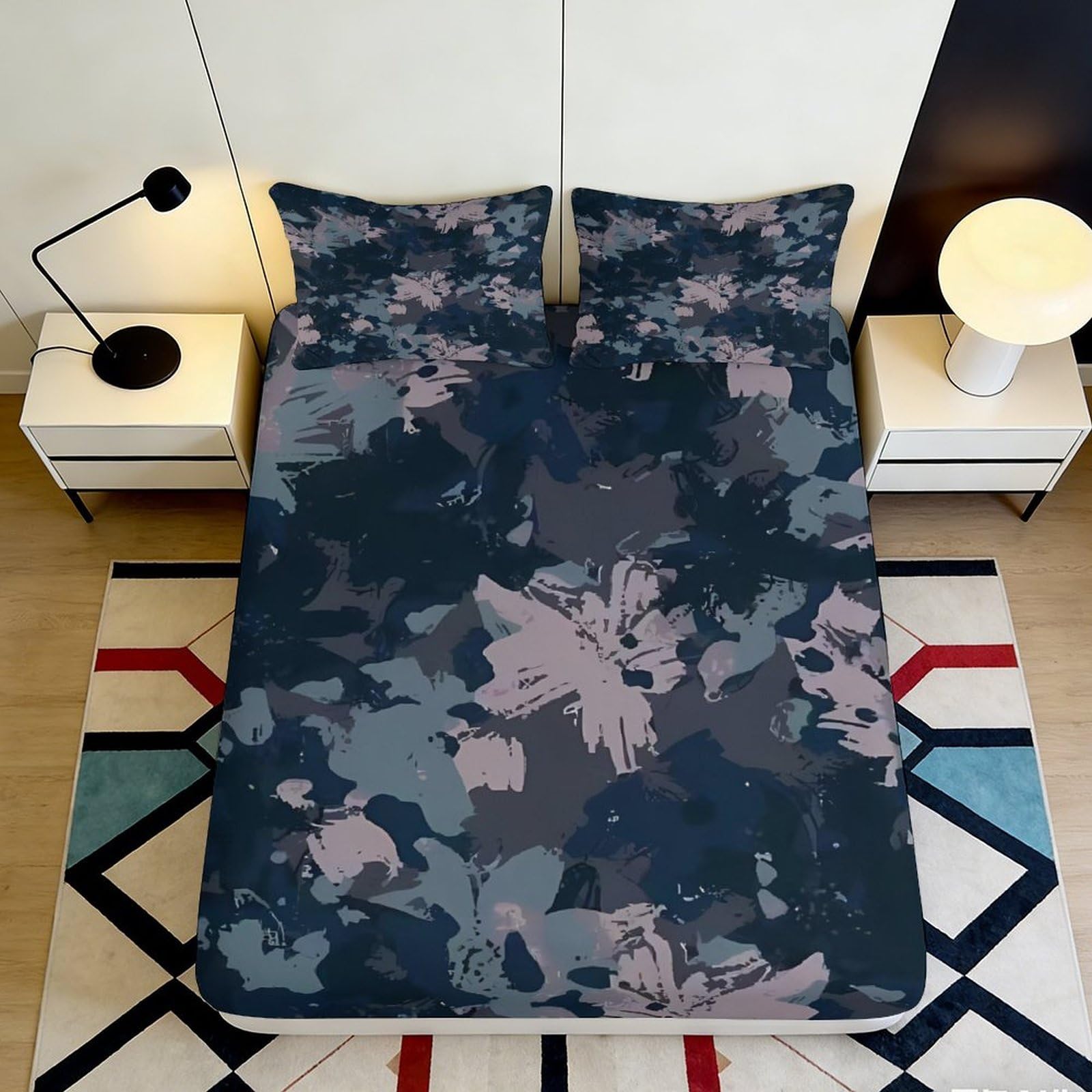 3D Printed Dachshund Pattern Fitted Sheet Microfiber Deep Pocket Non-Slip Bedroom Bedding Dachshund Mattress Fitted Cover Washable 200x200x25cm