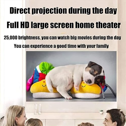 Miniatura 4 de Mini proyector, proyector de video proyector de cine al aire libre 8000L, proyector LED portátil de cine en casa 1080P y 200 pulgadas compatible,