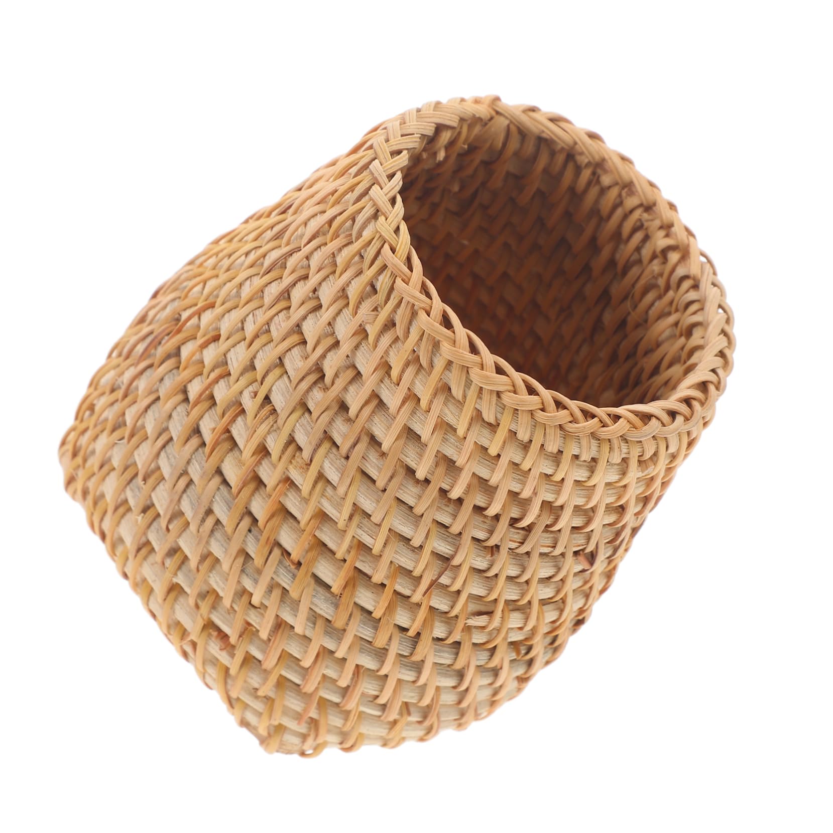 NUOBESTY 4 Pezzi Portapenne in Rattan Unico Portapenne da Ufficio per Scrivania Stile Naturale Rattan E Capacità
