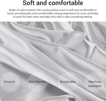 Satin Nursing Pillow Cover, Soft, Washable, Breathable, for Nursing Pillows, Nursing Pillow Cover, Nursing Pillow Cover, Nursing Pillow Case for Babies,