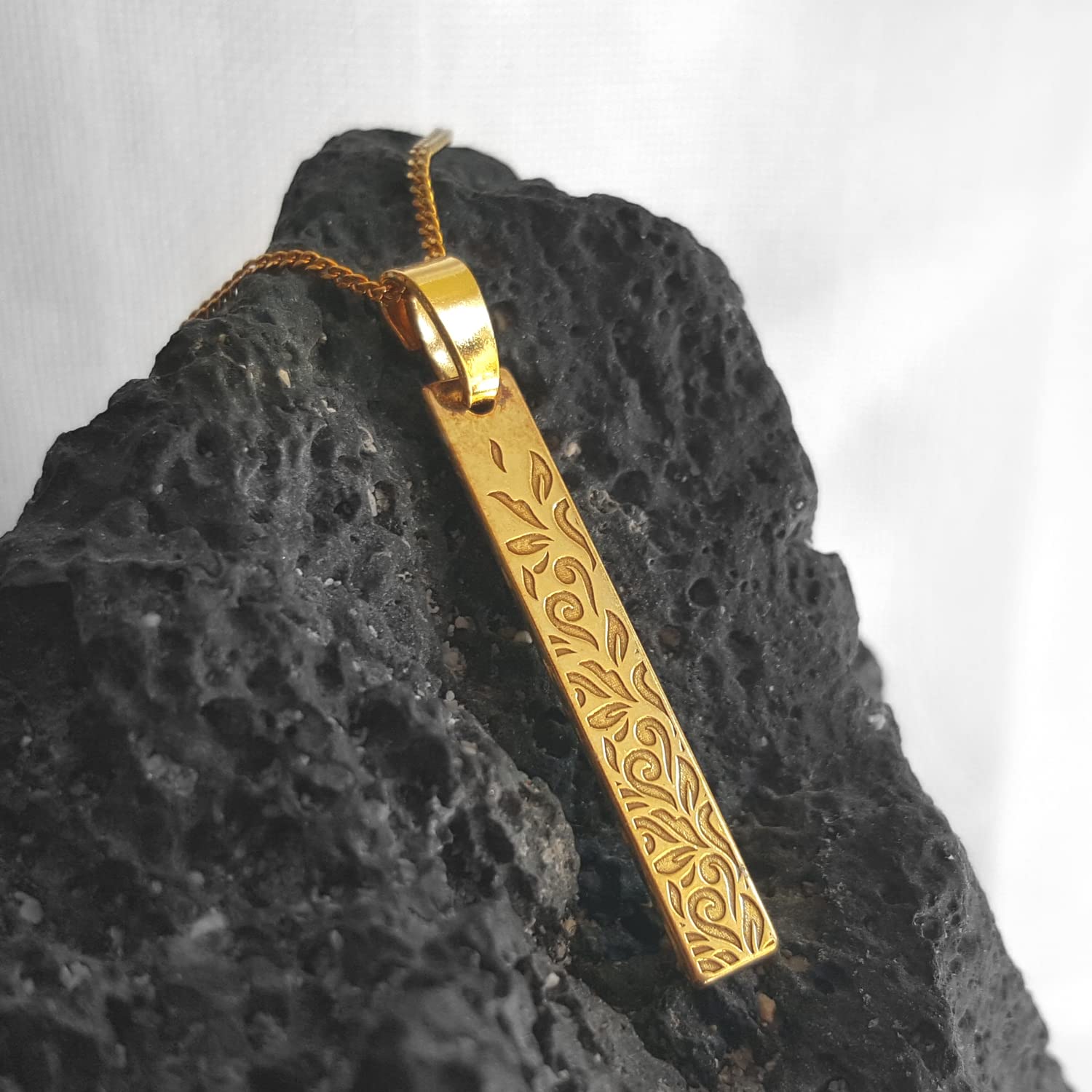 Stabanhänger Kette mit Gravur, 925 Silber oder vergoldet