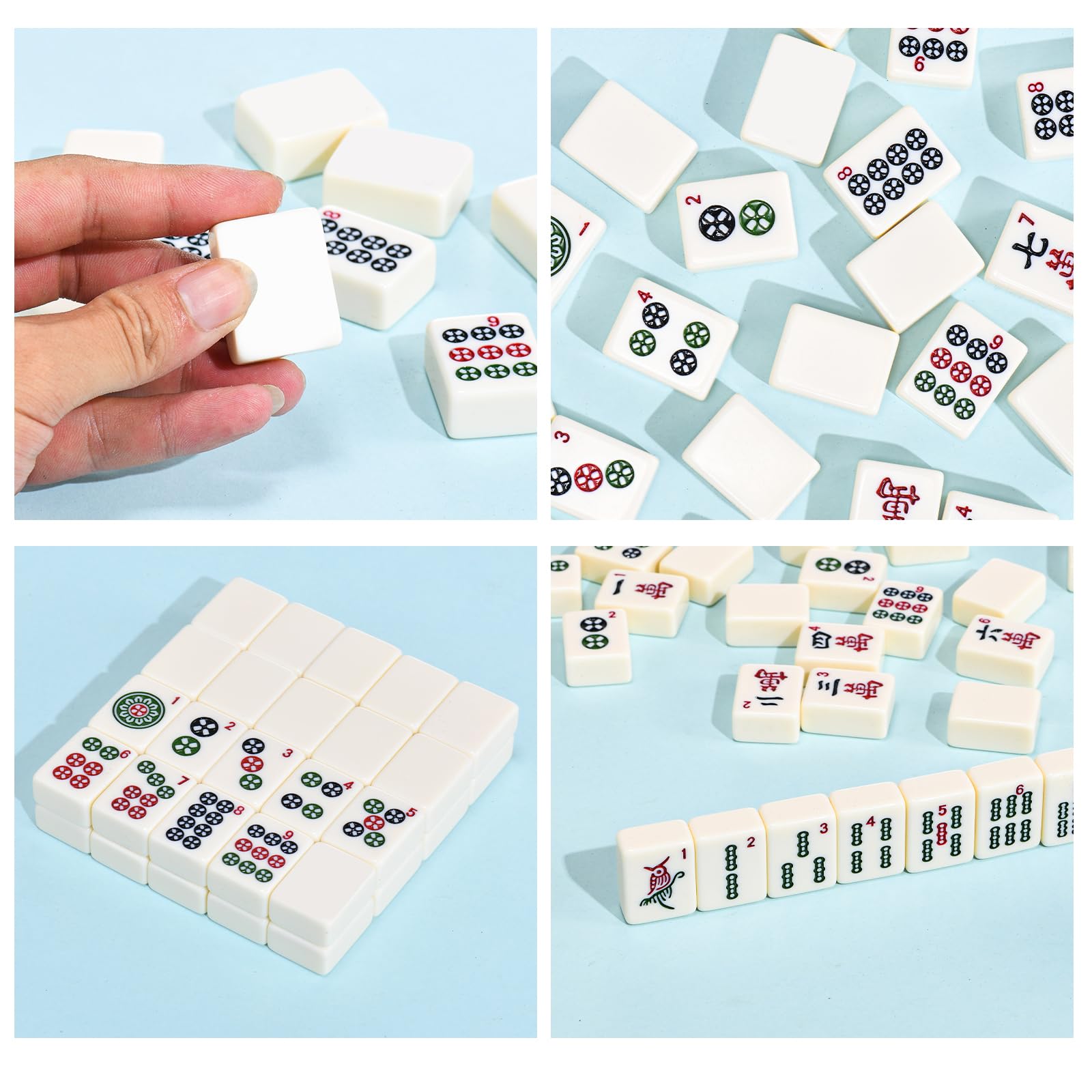 American Mahjong Set | 166 Premium 3,0 cm Piastrelle bianche | Set completo di gioco Mahjong