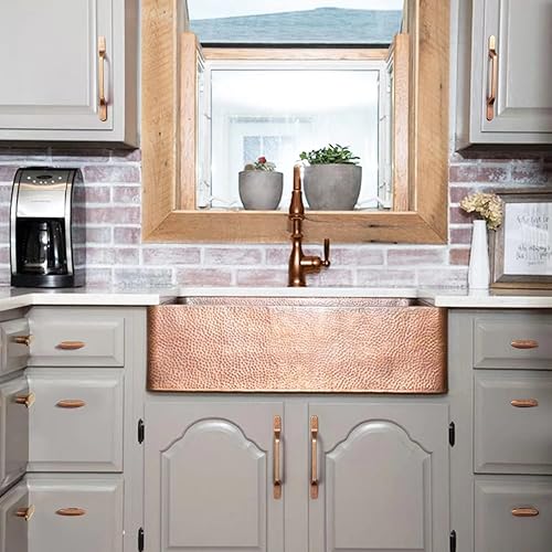 Miniatura 4 de Goo-Ki Paquete de 6 perillas de cobre antiguo de 0.63 pulgadas para cajones de cocina, accesorios para gabinete de cocina, mango de barra retro de