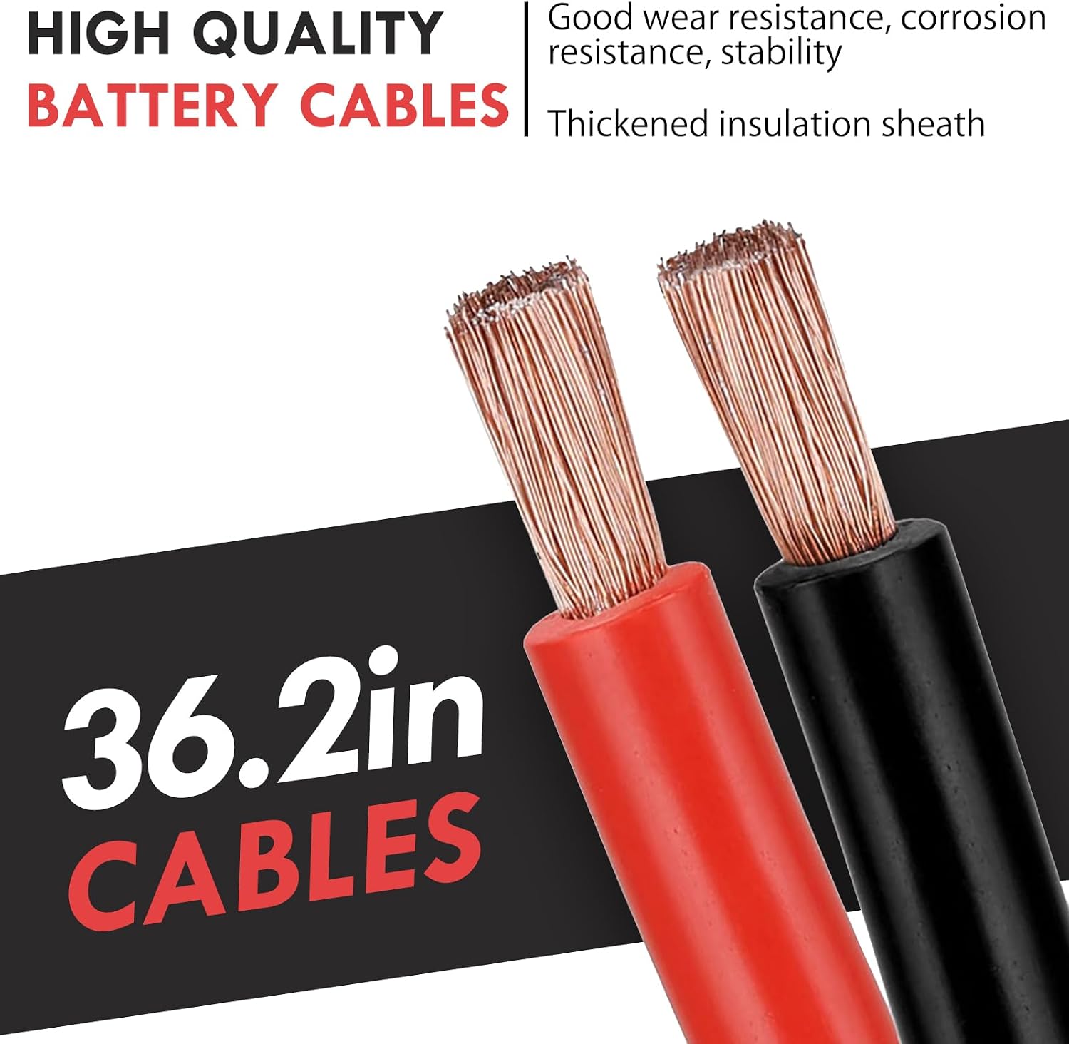 4 AWG Battery Cable 3ft Pure Copper Battery Inverter Cable with 5/16 Inch Lugs on Both Ends, 4 Gauge Wire Pure Copper Flexible for Cars, Trucks, RV's and Solar