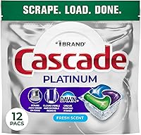 Vista 1 de Cascade Platinum Cápsulas para lavavajillas, detergente para lavavajillas, jabón detergente para platos, fresco, 12
