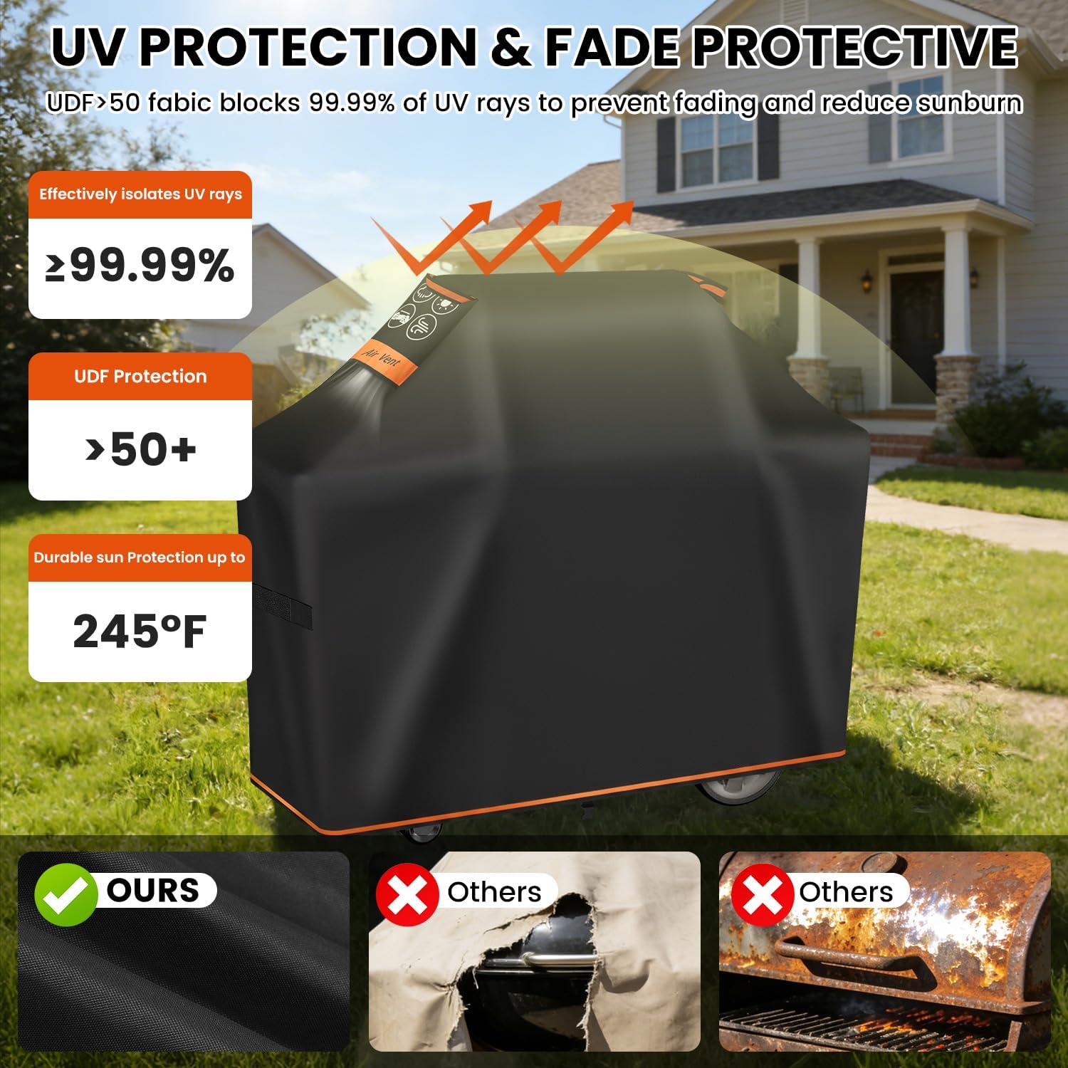 52 Inch Grill Cover for Weber Spirit 200 and 300 Series Outdoor Grill, 2026 Upgraded 1000D Heavy Duty Grill Cover, Anti-UV, Waterproof, Rip-Proof, Fade Resistant, 7106 Gas Grill Cover for Weber