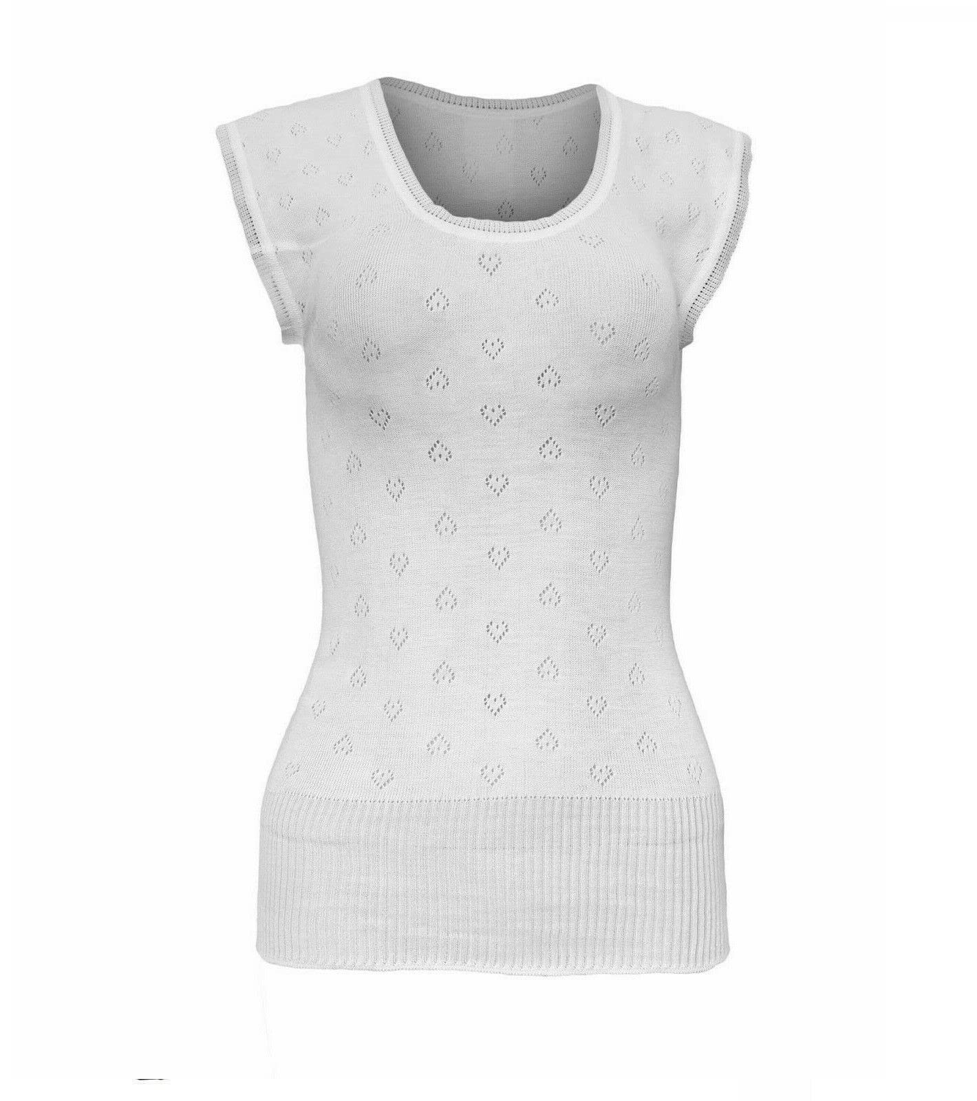 Top Linen (Nw) Ltd Women's Built Up Spencer Short Round Neck White Snowdrop Thermal Underwear - Cotton Soft Vest Tops & Pantee, Long Johns (, Xx Large (Xxos) (22-24) Uk)