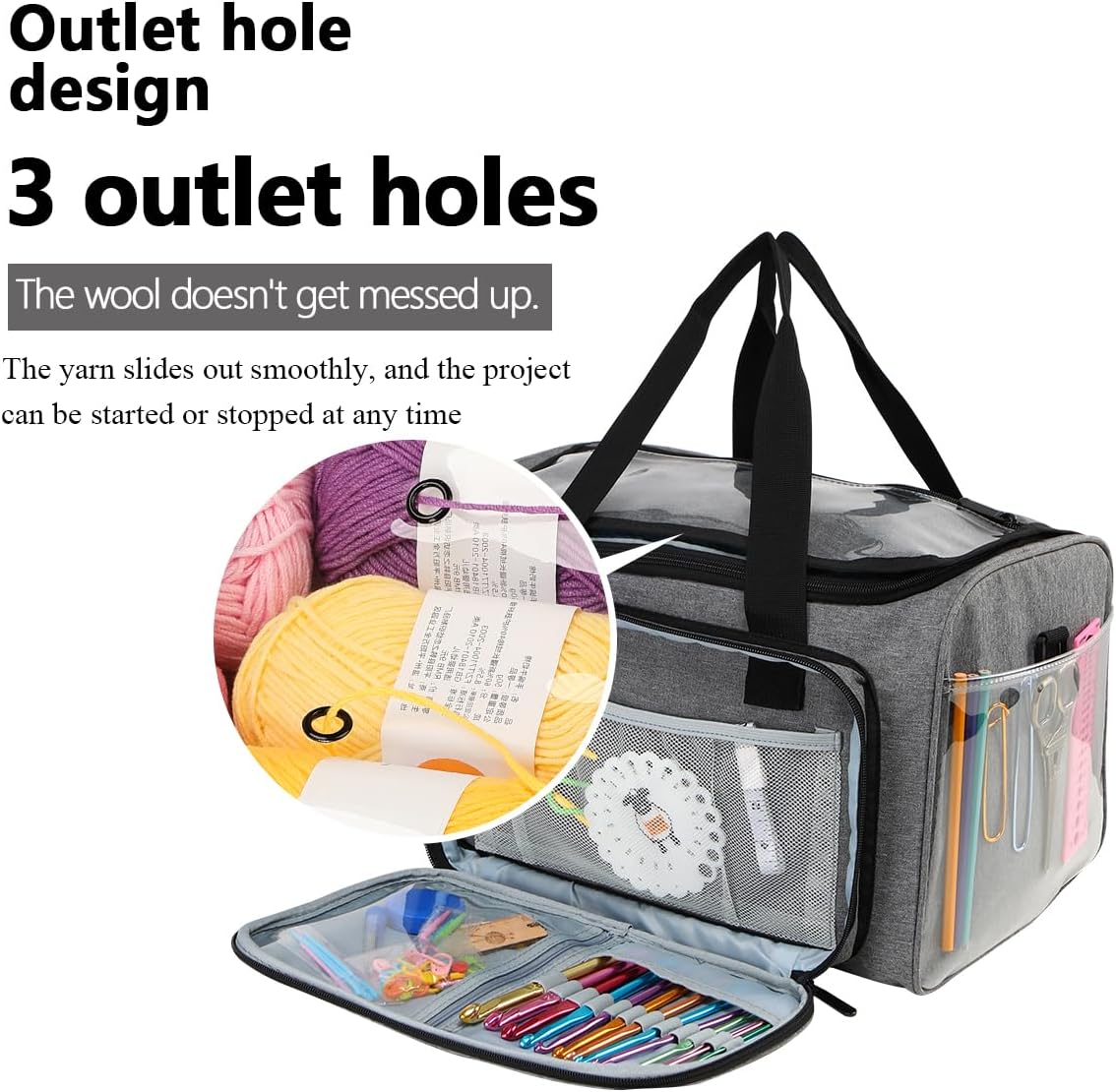 Weabetfu Large Crochet Bag Knitting Bags and Totes Organizer image 4