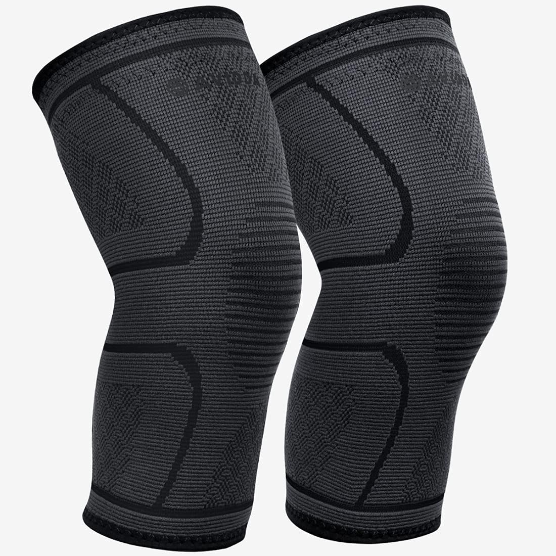 AVIDDA Knee Support Brace 2 Pack - Compression Knee Sleeves for Arthritis, Joint Pain, Ligament Injury, Meniscus Tear, ACL, MCL, Tendonitis, Running, Squats, Sports