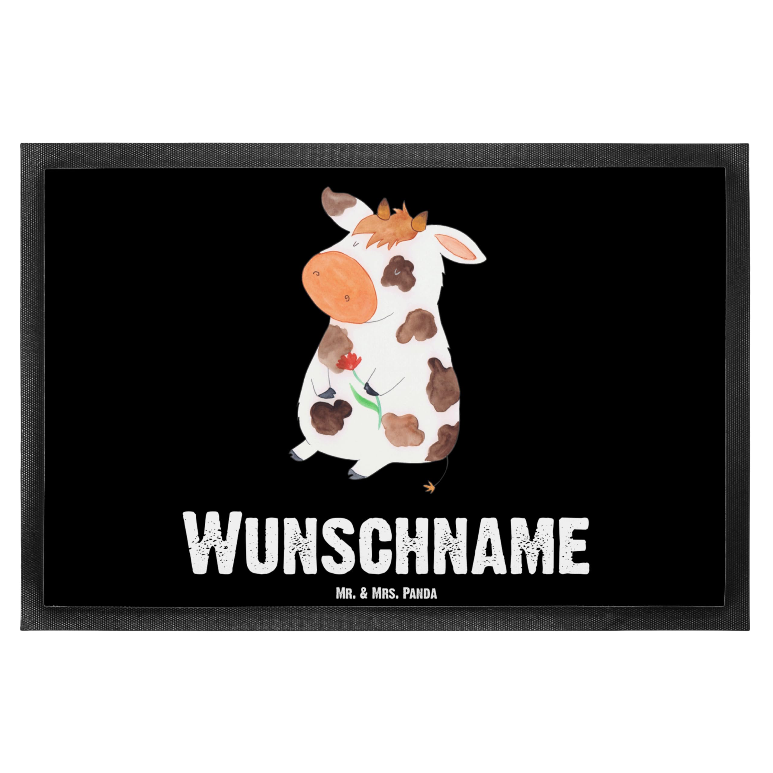 Mr. & Mrs. Panda Fußmatte personalisierbar Kuh 40 x 60 cm - Personalisierte Geschenke, Kühe, Spruch, Magie, Fussmatte, mit Namen, Bauernhof, Hof, Milch, personalisiert, Individuelle