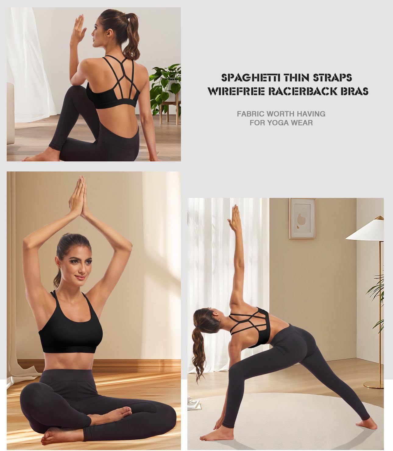 Comper Sports Bras for Women Sexy Criss Cross Back Workouts Bras Light Support Yoga Sport Bra with Removable Pads - Image 5