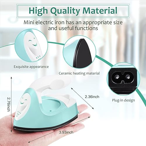 Miniatura 2 de Honoson - Plancha pequeña, térmica, portátil, con accesorios de base de carga, ideal para cuentas para planchar, parches, bricolaje, zapatos, Verde