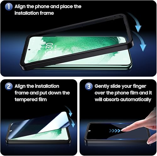 Miniatura 27 de UniqueMe Protector de pantalla para Samsung Galaxy S23, compatible con huellas dactilares, vidrio templado 9H, paquete de 2 protectores de lente