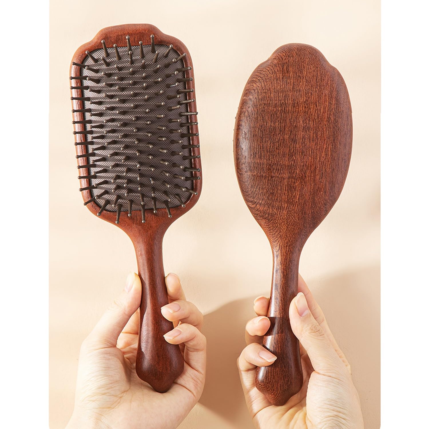 Spazzola per Capelli da Donna, Pettine massaggiante Antistatico, massaggiatore per Cuoio capelluto in Legno, Spazzola per Capelli con Cuscino d'Aria districante, s Kno