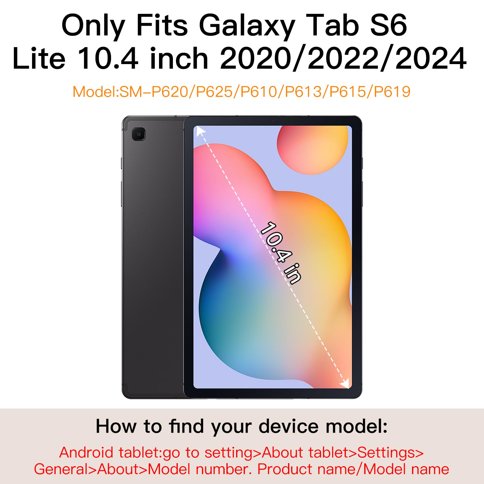 Trackpad Keyboard Case for Samsung Galaxy Tab S6 Lite 10.4 Inch 2020/2022/2024, 7 Color Backlit Magnetic Detachable Wireless Slim Keyboard for S6 Lite Tablet with S Pen Holder, Black