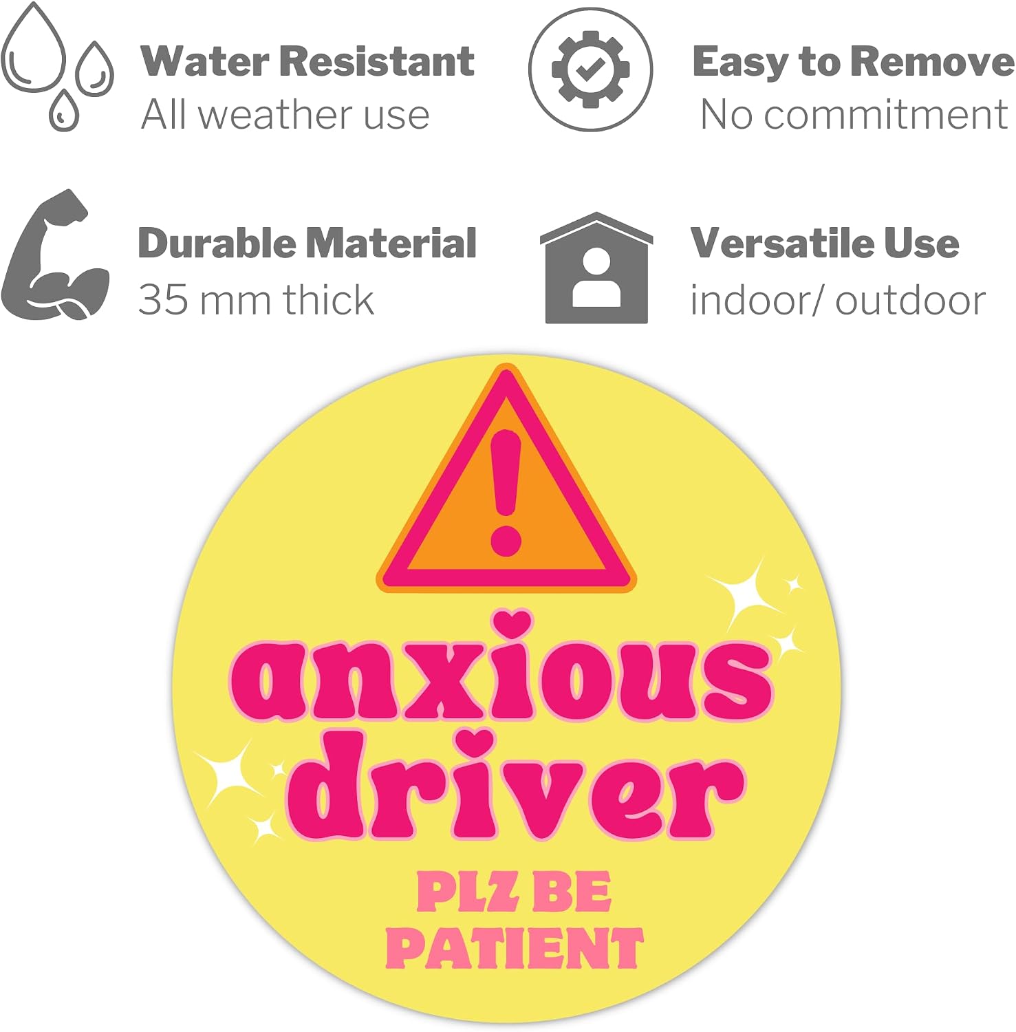 Anxious Driver Please Be Patient Magnet, Magnetic Decals for Cars, 5.5 Inches image 4
