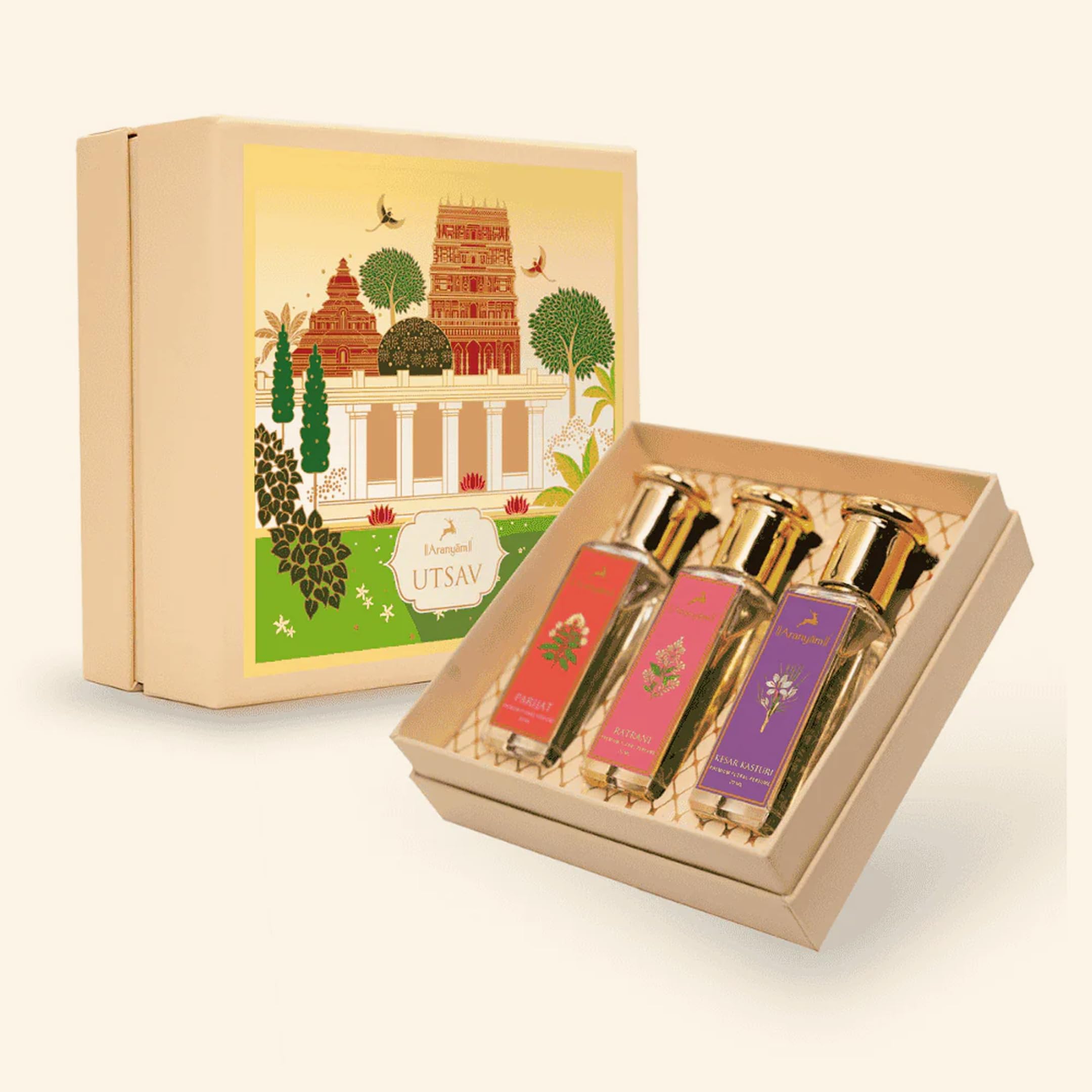 Perfumes Gift Combo - Utsav Set of 3 Fragrance for Men & Women, Long Lasting Scent Ratrani Perfume & Keshar Kasturi, Parijat Perfume Fragrance, Suitable Gift for Special Occasions (20 ML X 3)