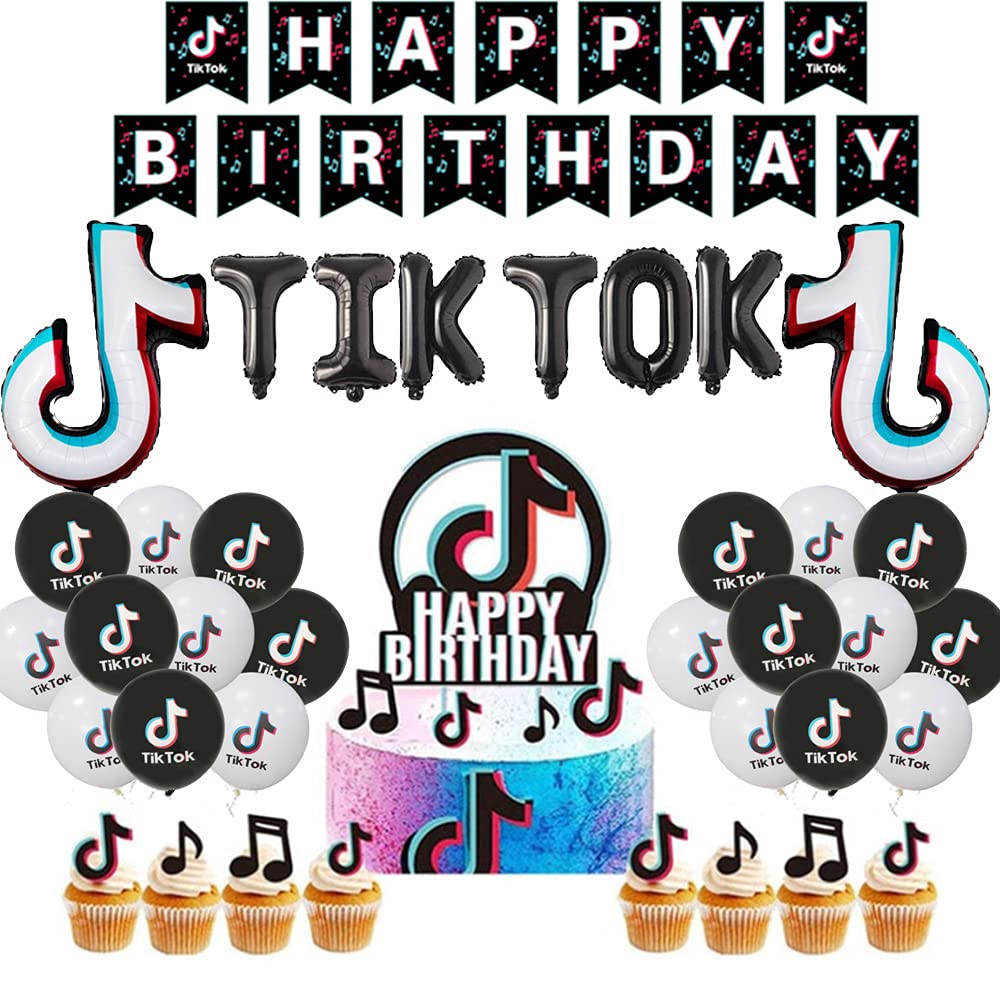 VWORK TikTok Birthday Party Decorations, Music Party Supplies for Kids