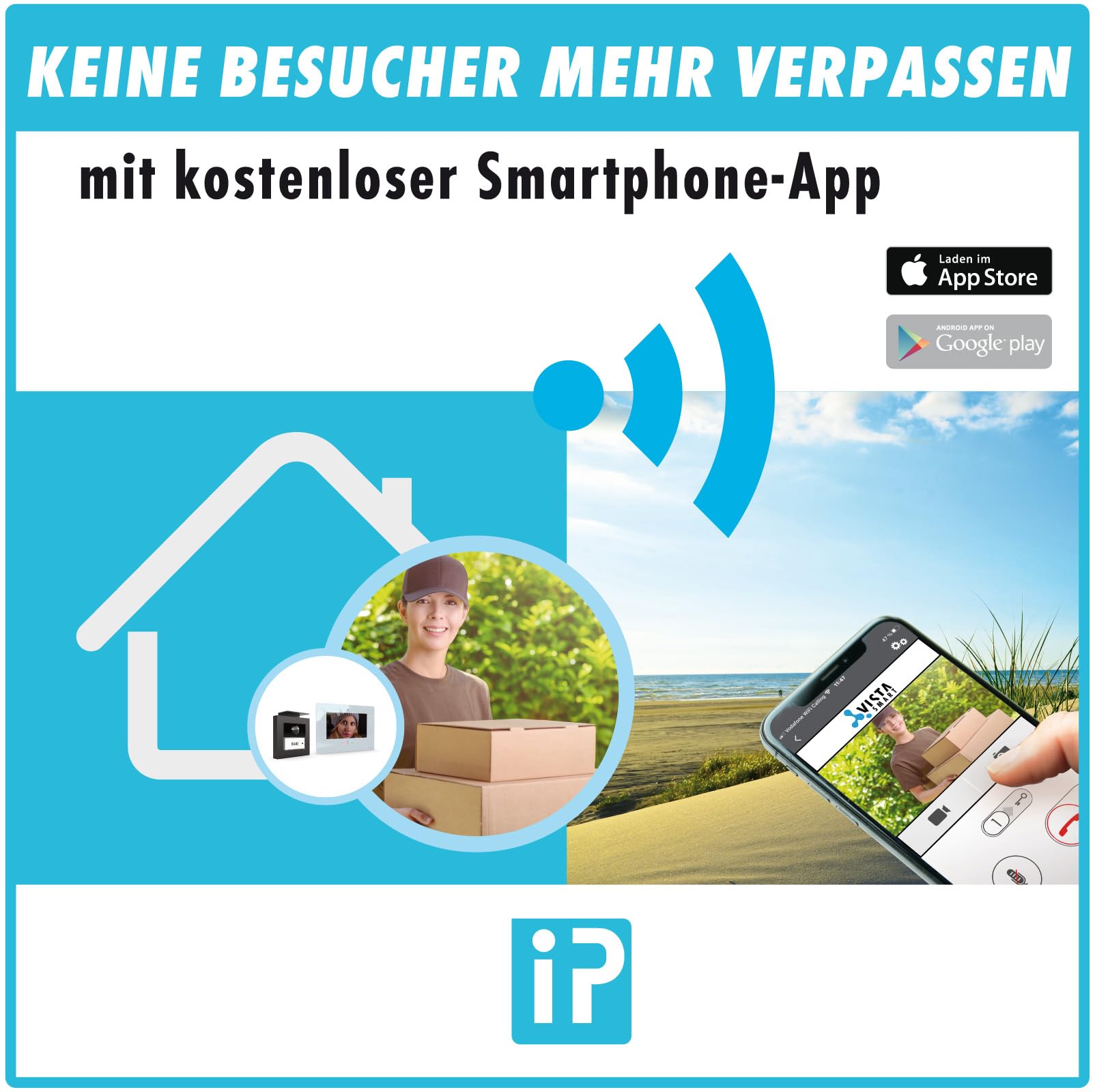 m-e iP Video-Türsprechanlage RFID anthrazit/weiß | Aluminium Außenstation für 1-Familienhaus | 7“ Innenstation | Türklingel mit Kamera | Freisprechanlage Video Sprechanlage Einfamilienhaus 4-Draht