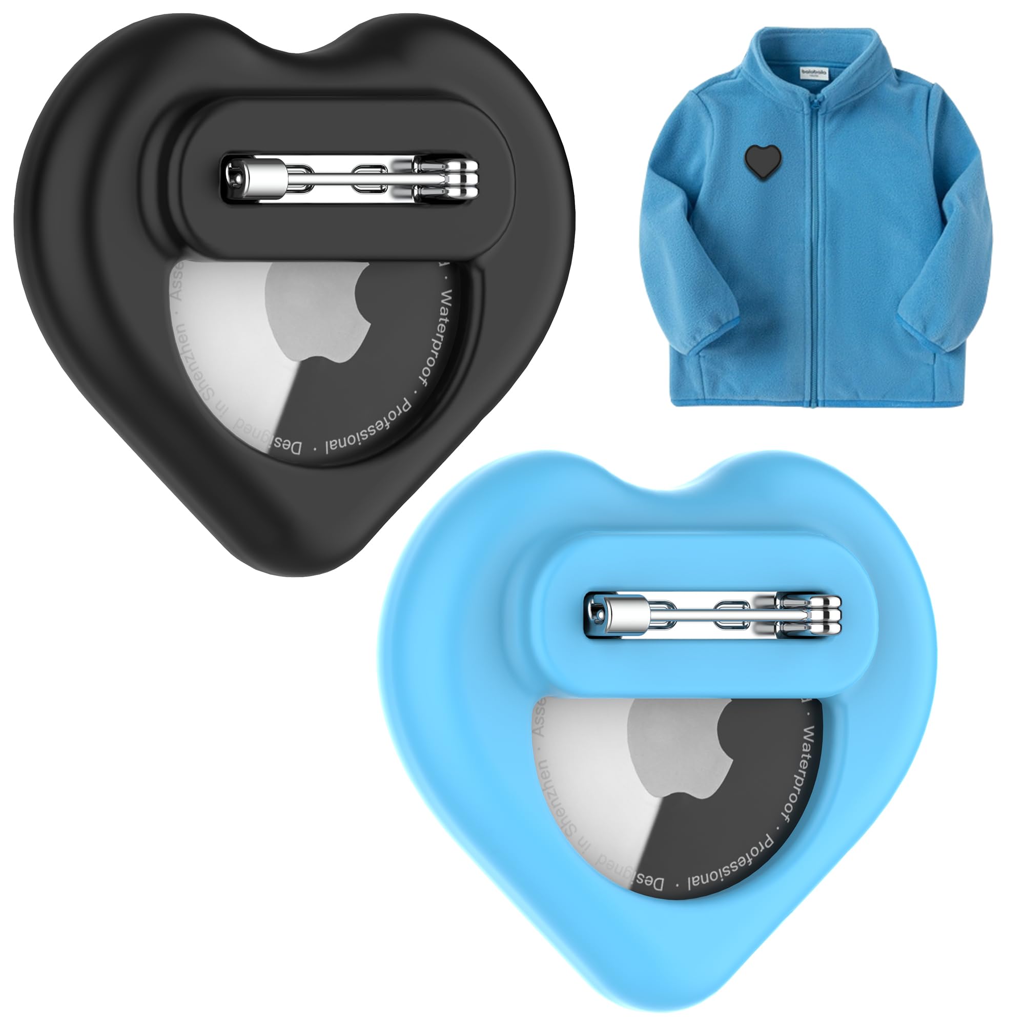 DDJ for AirTag Holder for Kids (2 Pack), Hidden Silicone Case for Apple for AirTag Tracker Kids with Invisible Pin, Anti Lost, for Elderly/Luggage/