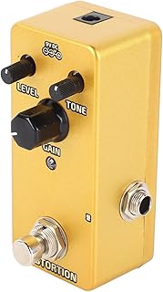 Pedal de Efeitos de Guitarra Elétrica Bloco Único Pedal de Guitarra de Distorção Mini Modulação Amplificador Pedal de Simulação para Diferentes Cenários de Jogo (Distorção Dourada)