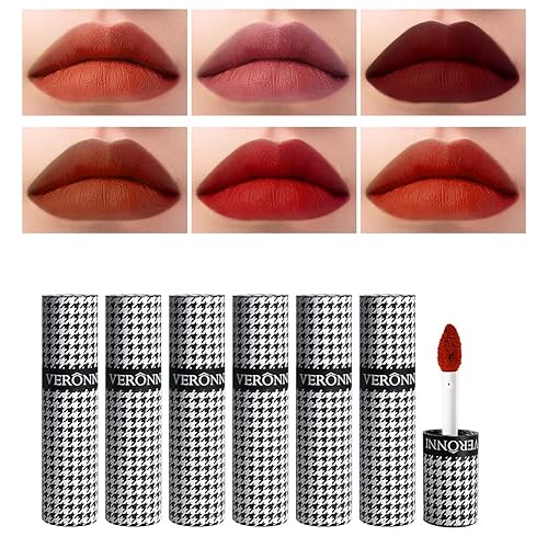 Miniatura 1 de VERONNI Tinte labial de terciopelo mate suave y suave impermeable de larga duración antiadherente no se decolora brillo de labios multiusos tinte de