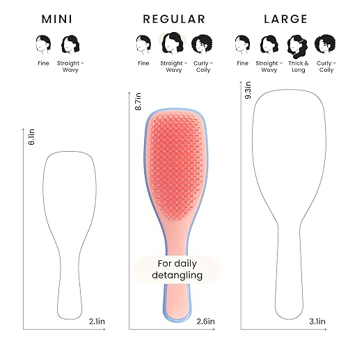 Vista 6 de Tangle Teezer Ultimate Detangler Brush for Wet & Dry Hair, Eliminates Knots & Reduces Breakage for Straight to Wavy Hair Types, Apricot Blaze