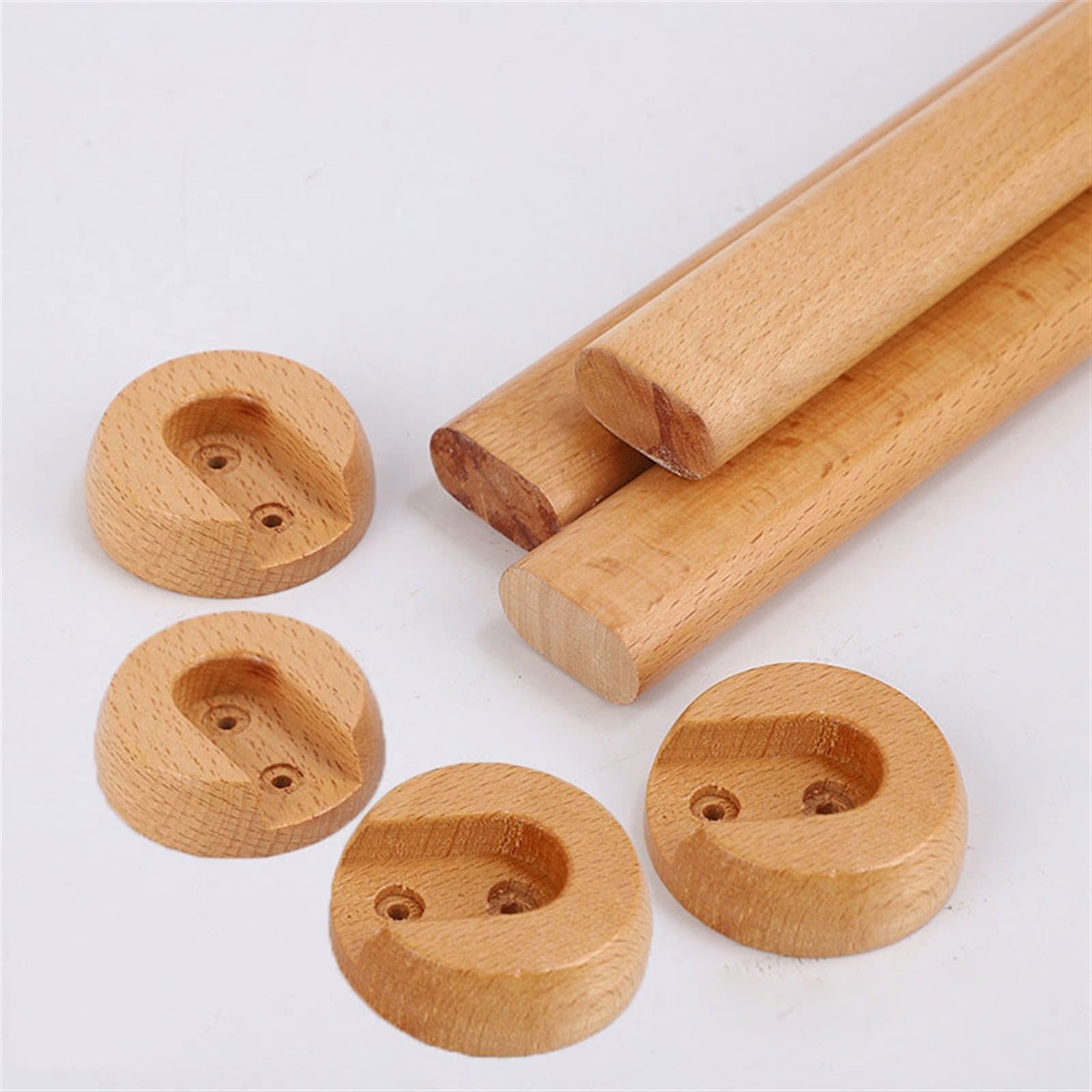 Melairya Wooden Closet Rod, 2 Sets Wall Mounted Hanging Rod for Closet, Closet Pole Closet Bar with Socket Set for Wardrobes (Color : Varnished, Size : 40cm)