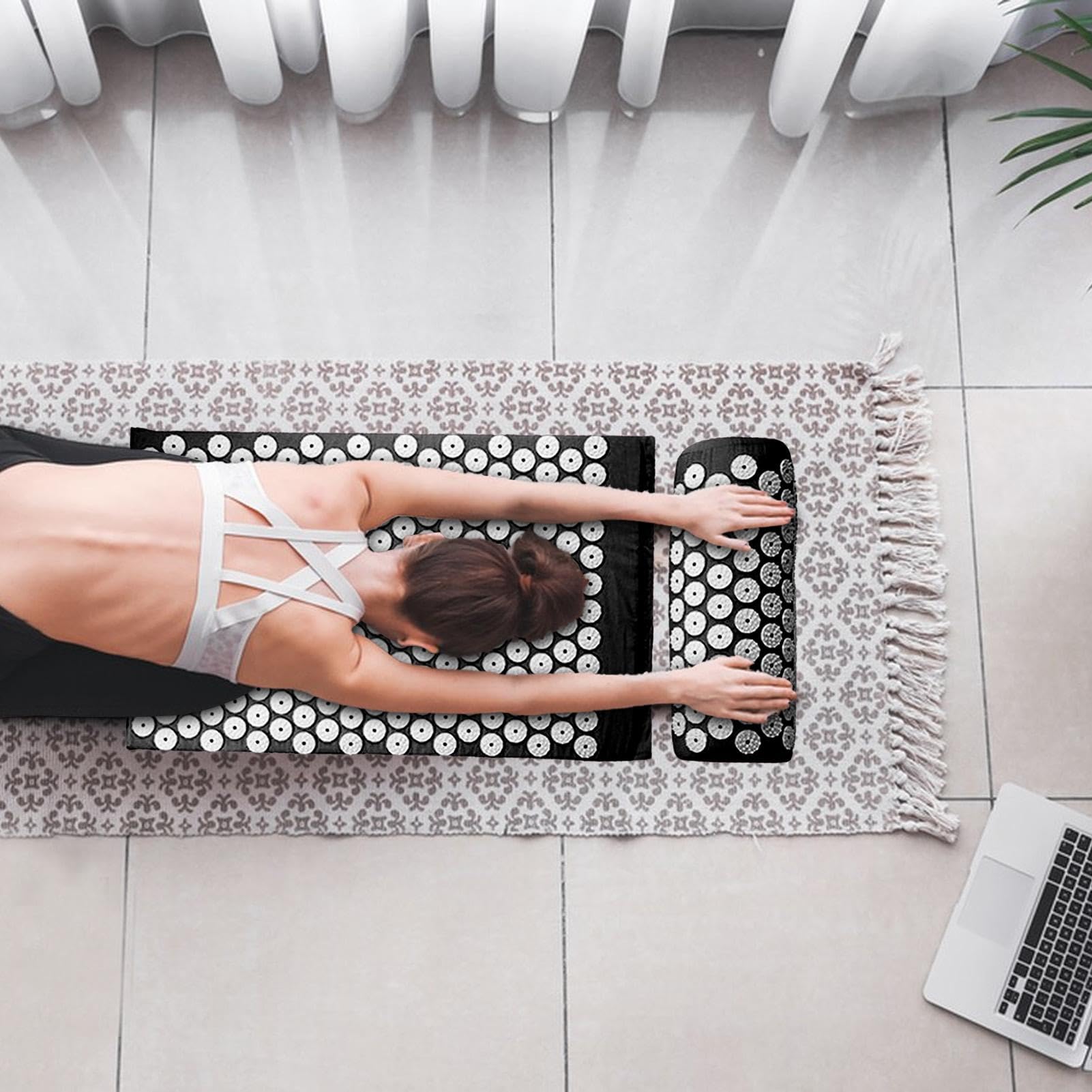 Full Body Massage Mat - Meditation Mat with Pillow Pressure Mat, Pressure Back Mat, Massage Mat Set, Not Easy to Damage Mediation Accessories for Home, Office Or Travel, Neck & Back Discomfort