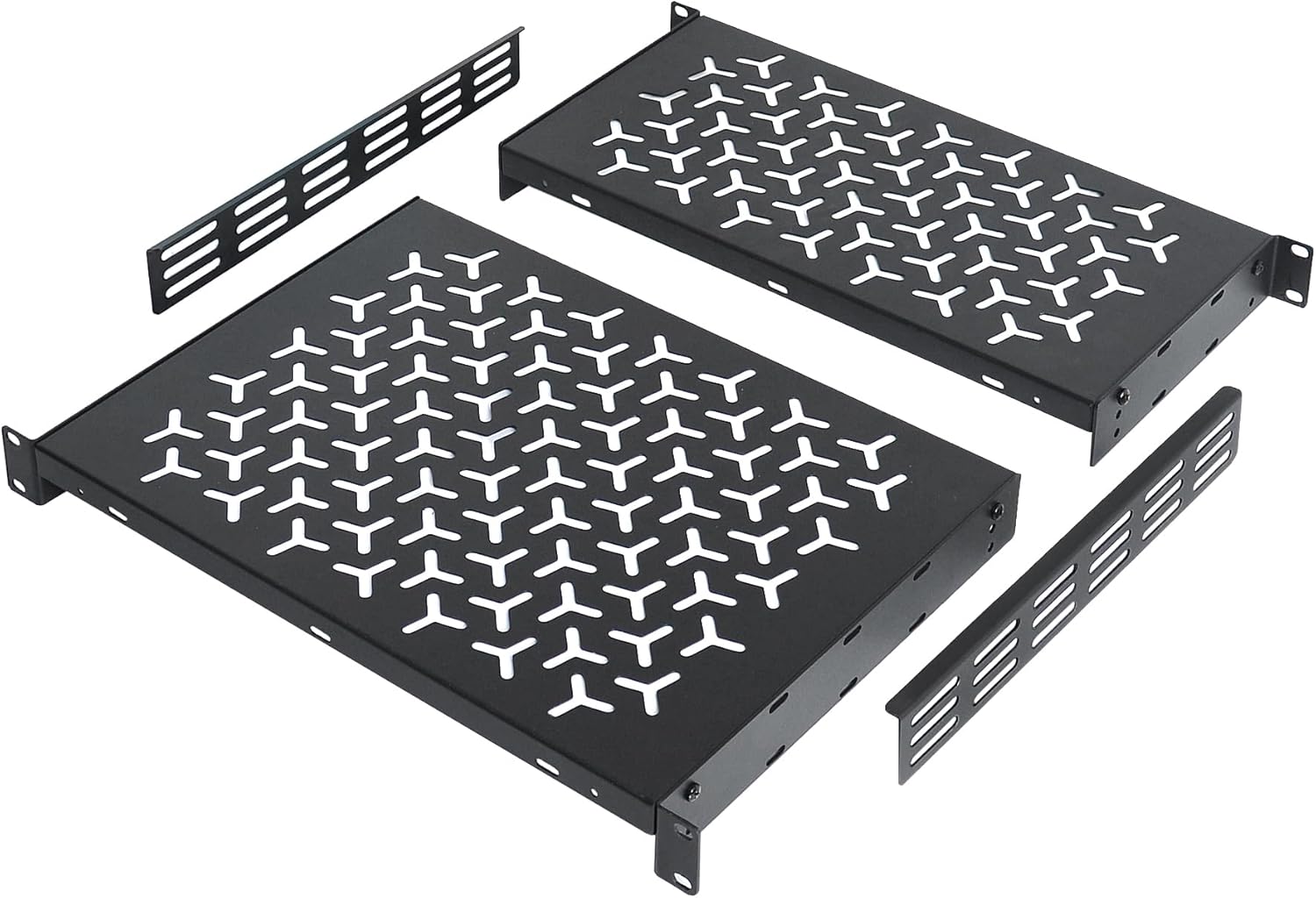 1U Rack Shelves (2-Pack), 2 PCS 8" Deep Cantilever, with Optional Joints to Combine as One Full Size Server Rack Shelf