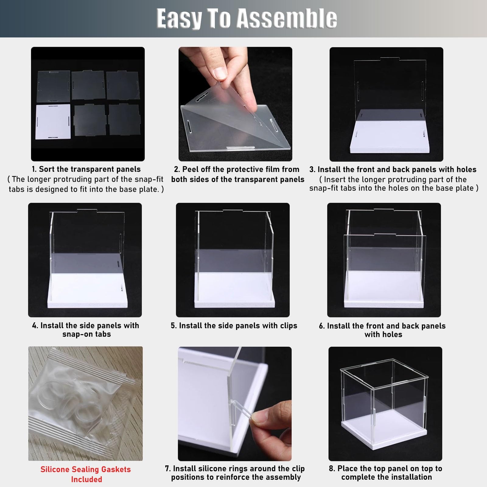 Vitrina Acrílico Acrílico Transparente Fácil Montaje Vitrina, A Prueba De Polvo Vitrina para Figuras De Acción / Zapatillas Deportivas / Bolsos Grandes(Black Base,30x30x30cm LxWxH)
