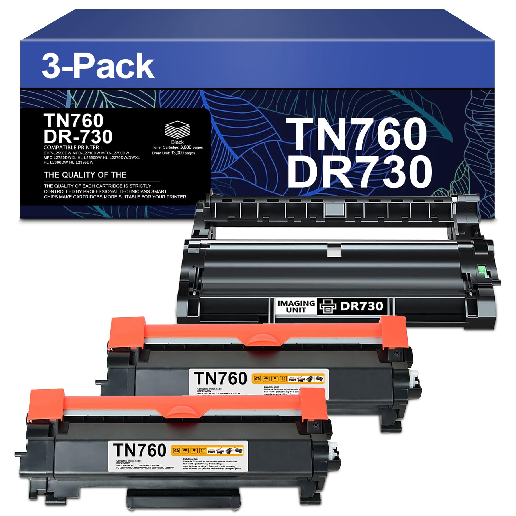 TN760 High Yield Black Toner Cartridge & DR730 Drum Unit Replacement for Brother TN-760 DR-730 Drum Unit DCP-L2550DW MFC-L2710DW MFC-L2750DW