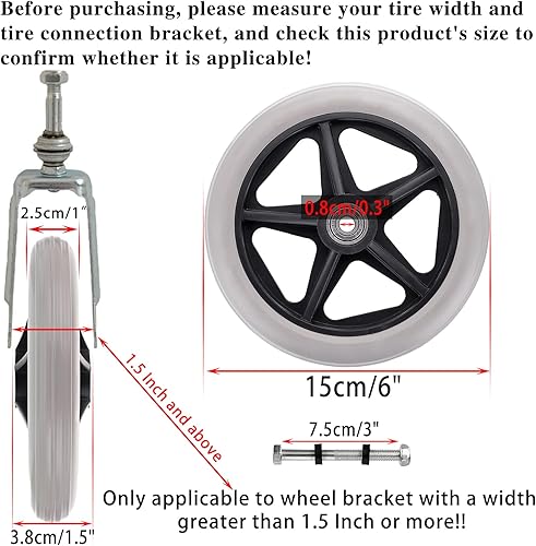 Miniatura 2 de OwnMy 2 piezas de rueda de goma de repuesto para silla de ruedas ruedas delanteras ruedas de repuesto antideslizantes ruedas de repuesto universales